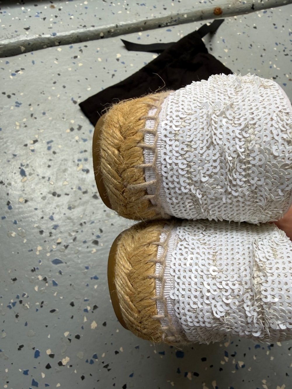 CHANEL Cream and White Sequined Espadrille Flats - Picture 11 of 14